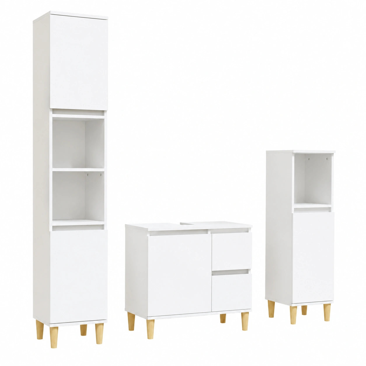 Ensemble d'Armoire de Salle de Bain avec Rangement Scandinave