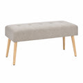 Banc scandinave en velours beige et bois clair