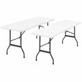 Lot de 2 tables pliables portables 180 cm pour camping ou réception