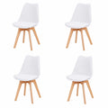 Chaises Scandinaves Ergonomiques pour Salle à Manger et Bureau, Pieds en Bois, Coussin Intégré, Lot de 4, Blanc