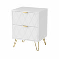 Lot de 2 Tables d’Appoint Modernes avec Tiroirs Dorés