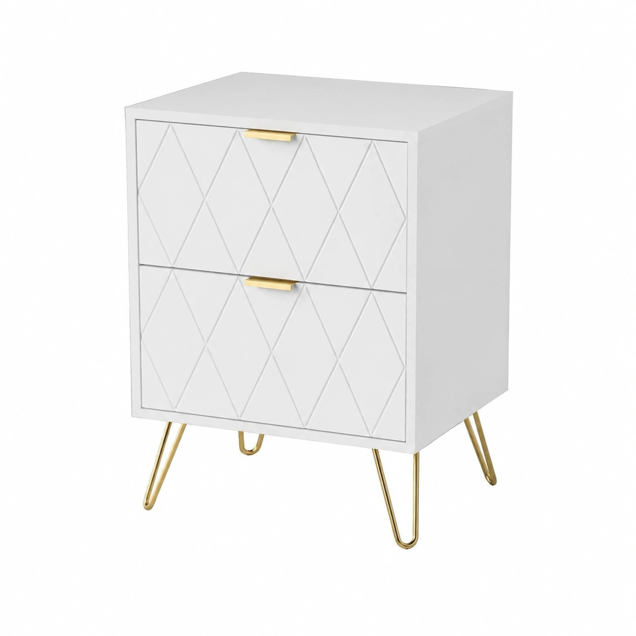 Lot de 2 Tables d’Appoint Modernes avec Tiroirs Dorés