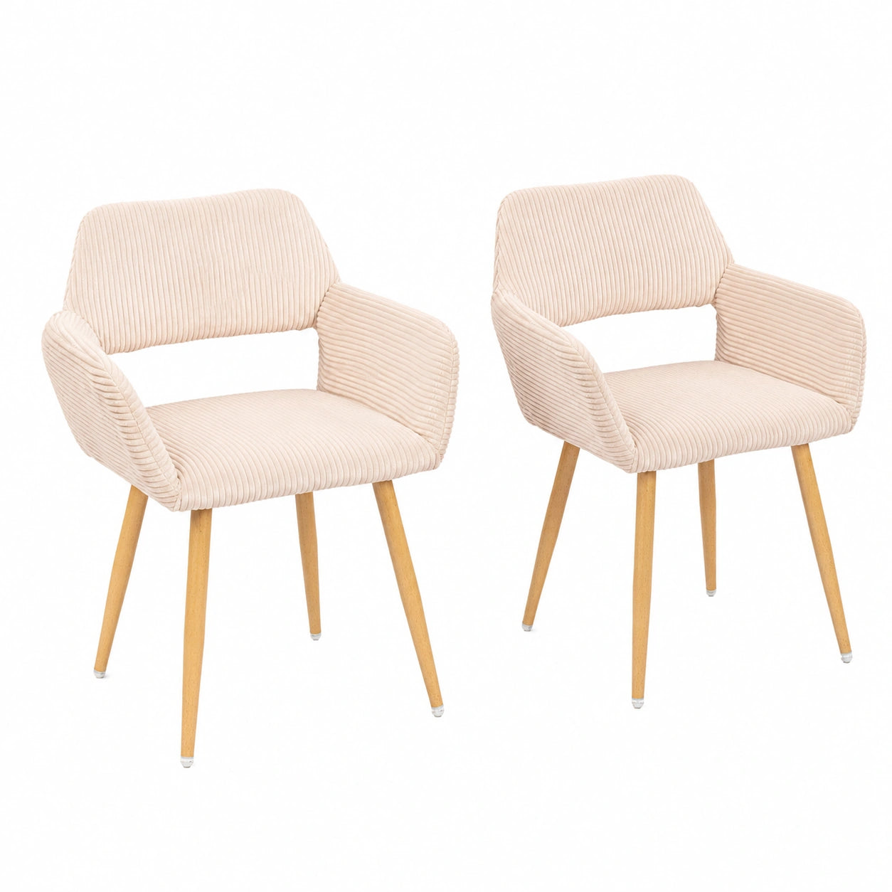 Lot de 2 chaises scandinaves en velours côtelé avec pieds en métal