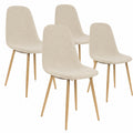 Lot de 4 chaises scandinaves en tissu beige