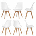 Chaises Scandinaves Ergonomiques, Pieds Bois Massif, Coussin Confortable, Lot de 6, Blanc