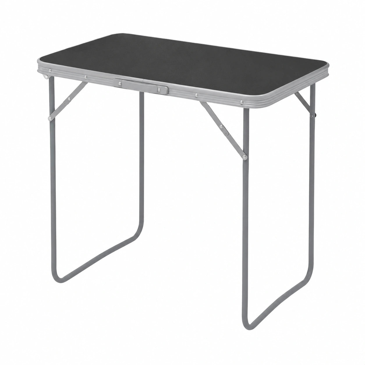Table de Camping Pliante avec Poignée, 80x50x70 cm, Métal et MDF, Noir