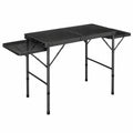 Table de camping pliante portable avec étagères latérales réglables