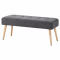 Banc scandinave en tissu velours gris foncé et bois clair 96 cm