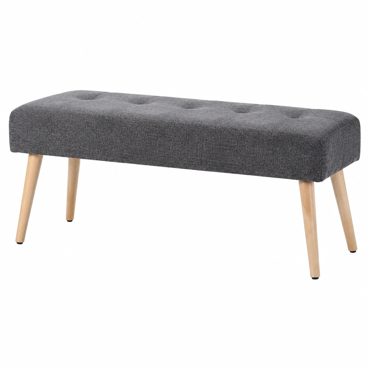Banc scandinave en tissu velours gris foncé et bois clair 96 cm