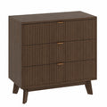 Commode à 3 tiroirs en bois clair naturel, finition verticale, design scandinave pour chambre et salon