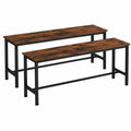 Lot de 2 bancs en bois et acier style industriel pour salle à manger