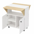Table pliante sur roulettes pour petits espaces, idéale pour salle à manger avec étagère et placard