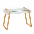Bureau scandinave blanc avec plateau en verre et rangement