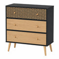Commode Noire avec Finition Chêne 78cm