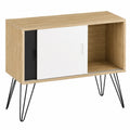 Buffet scandinave rétro en bois et métal, années 60, noir et blanc, 70 x 80 x 40 cm