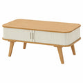 Table basse scandinave avec portes coulissantes et rangement