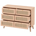 Commode 6 Tiroirs en Rotin Style Scandinave